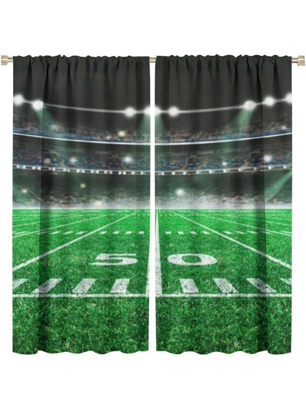 Sports-Themed Bedroom Curtains, Football Field Design, 42x45 Inch Decor for Home